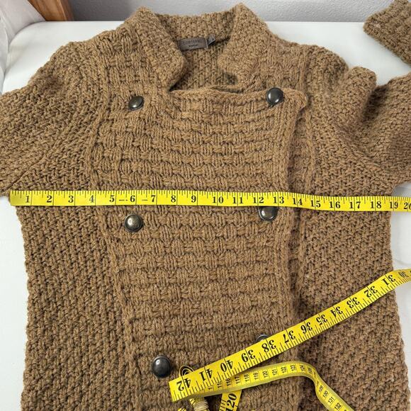 Cortefiel Sweater Coat Womens Large Brown Knit Double Breasted Button Wool Blend - Picture 10 of 12